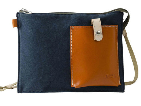 【豊岡鞄 エンドー鞄 EN1152 ネイビー】嘉玄 懐-KAI- サコッシュ横